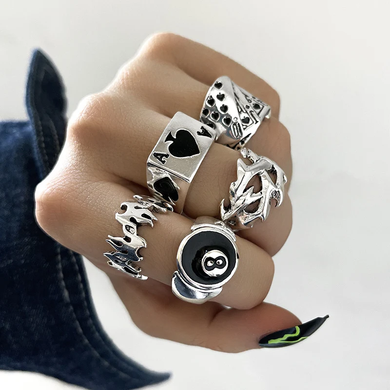 Anel Feminino Vintage Geométrico com Gota de Óleo Jóia Elegante Design Exclusivo Acessório de Moda Presente Especial Estilo Retrô