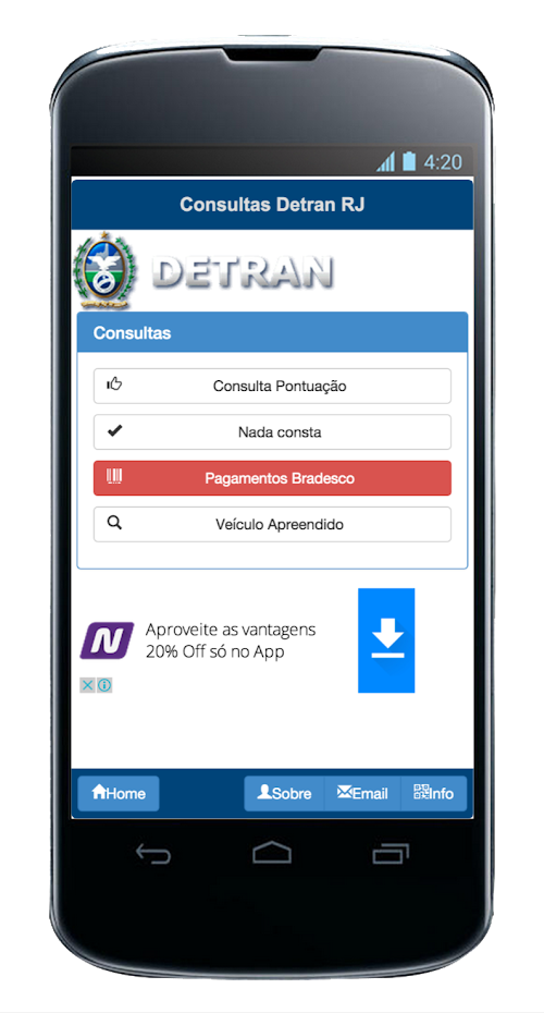 Android application Consultas DetranRJ screenshort