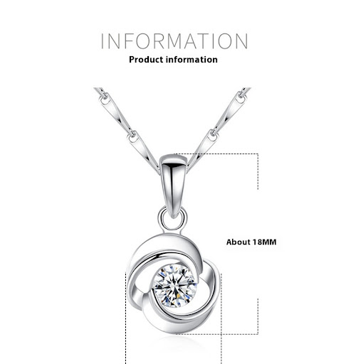 Title 3, S999 Pure Silver Rose Rotating Love Pendant Nec...