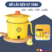 Nồi Lẩu Điện Mini Vịt Vàng 2 Tầng Đa Năng Nấu Cơm Lẩu Cháo Chiên Xào Đa Năng, Dung Tích 1.8L Hàng Chuẩn Hàng Chuẩn