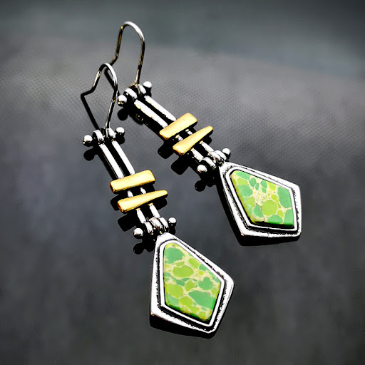 Title 1, Womens Long Earrings with Turquoise High-End J...