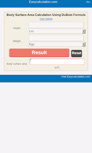 Body Surface Area Calculator