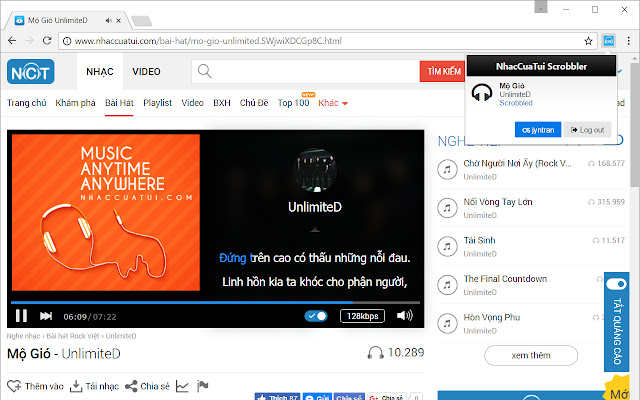 NhacCuaTui Scrobbler chrome extension