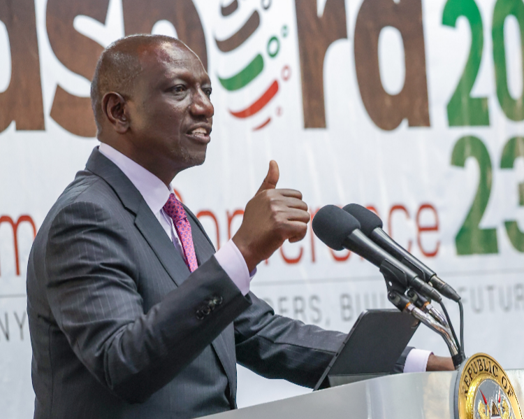 President William Ruto when he opened the second annual Kenya Diaspora Investment Conference at KICC on December 13, 2023.