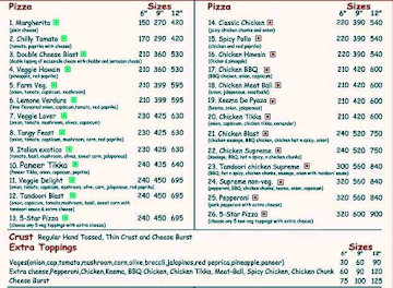 Italian Pizza menu 