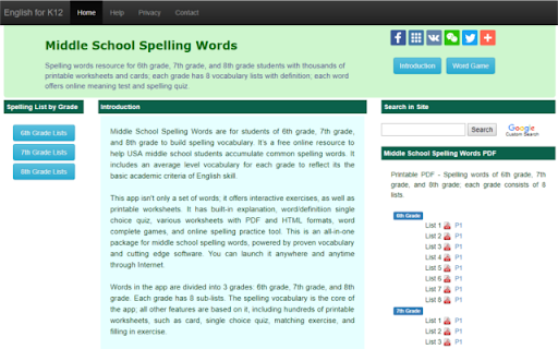 Middle School Spelling Words