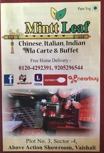 Mintt Leaf menu 