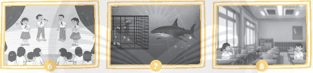 A shark swimming in a cage

Description automatically generated