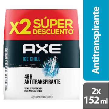 Desodorante Axe Ice Chill Aerosol 48h Seco x 152 ml x 2 und  