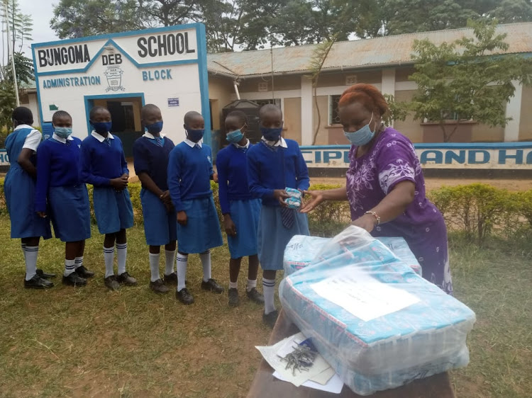 Pupils of Bungoma DEB primary receive pads