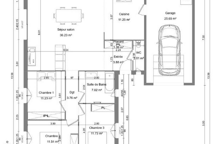  Vente Terrain + Maison - Terrain : 649m² - Maison : 100m² à Sainte-Blandine (38110) 