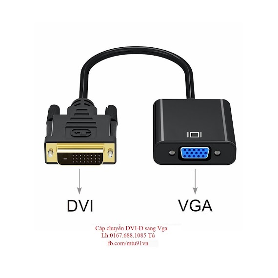 Cáp Chuyển Dvi - D 24+1 Đực Sang Vga Cái (Cáp Dvi Có Ic )