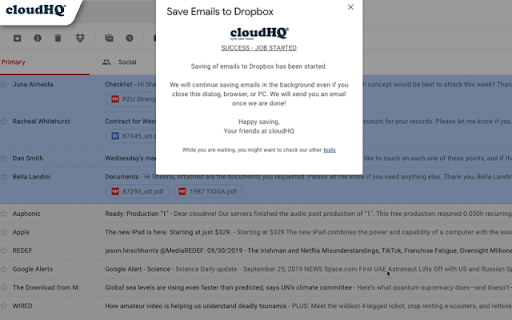 Save Emails to Dropbox by cloudHQ