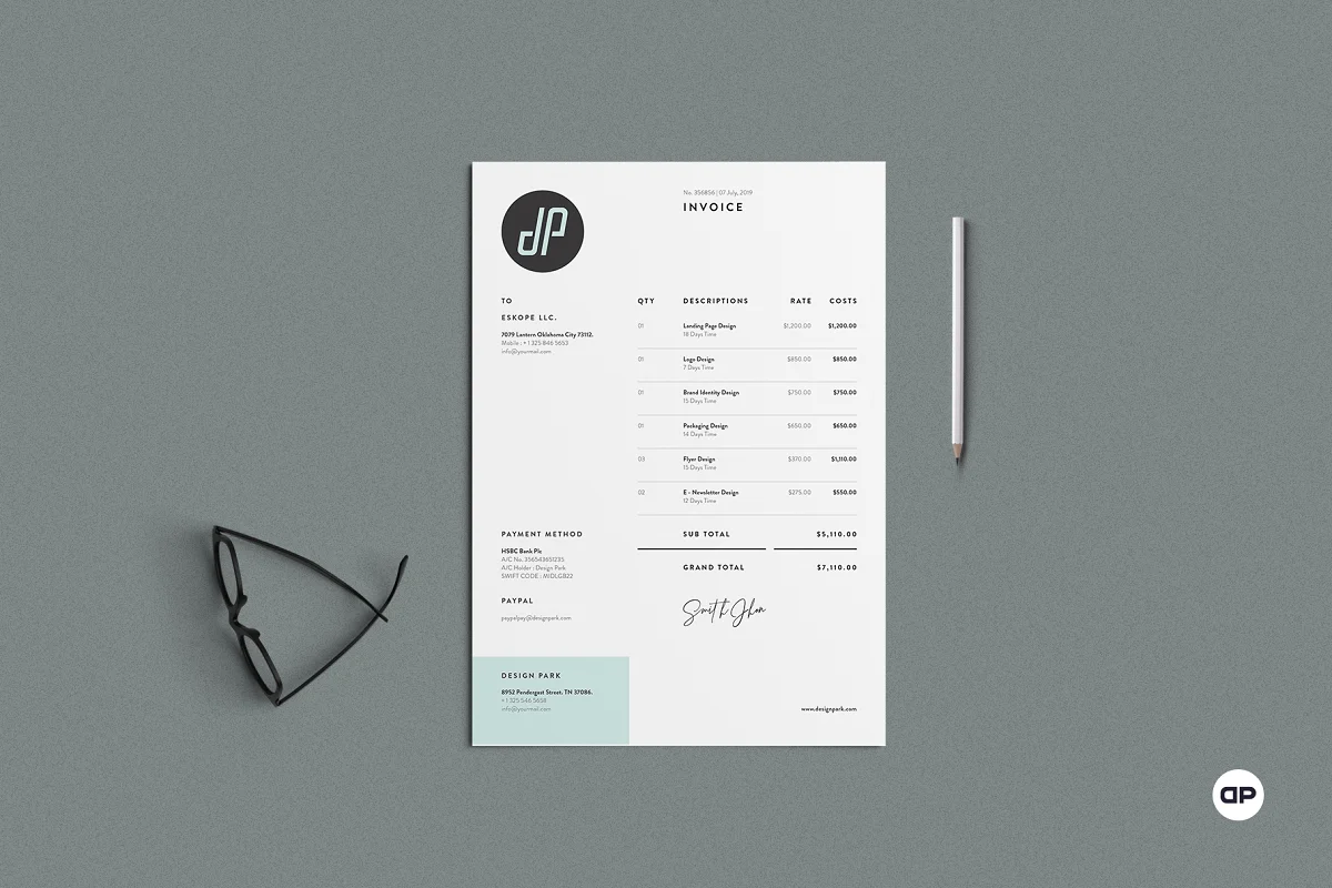 Minimalist invoice