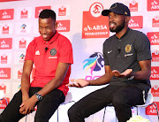 Kaizer Chiefs right-back Ramahlwe Mphahlele and Happy Jele of Orlando Pirates during the Absa Premiership 2017/18 Press Conference at PSL Offices, Johannesburg South Africa on the 28 February 2018.