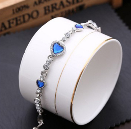 Title 3, Heart Shaped Zircon Crystal Diamond Bracelet Oc...