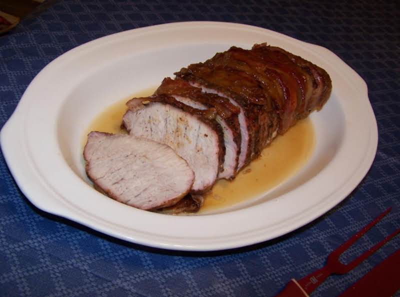 Bacon Wrapped Pork Loin With Brown Sugar Glaze