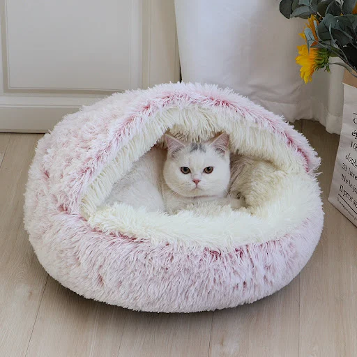 New Warm Dog Cat Bed Round Long Plush Cat's House Cave Pet Kitten Cushion Basket Sleepping Mat for Cats Small Dog Chihua