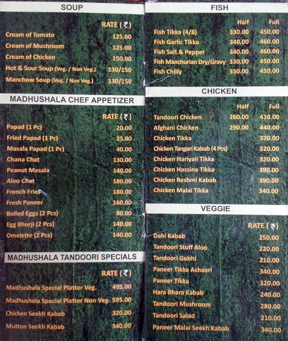 Madhushala menu 