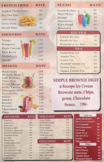 Nutty Waffle menu 