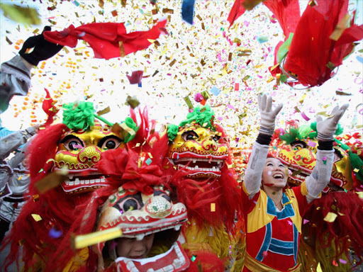 PARTY TIME: Chinese-New-Year lion dance