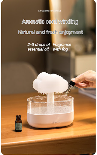 Title 7, 200ML Rain Cloud Humidifier with Essential Oils...
