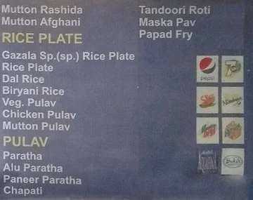 Gazala Restaurant menu 