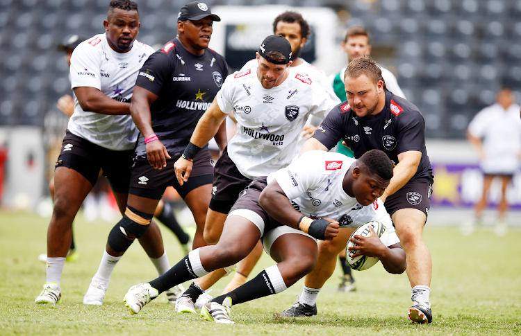 Nthuthuko Mchunu of the Sharks during a training session at Kings Park Stadium on January 16 2024.