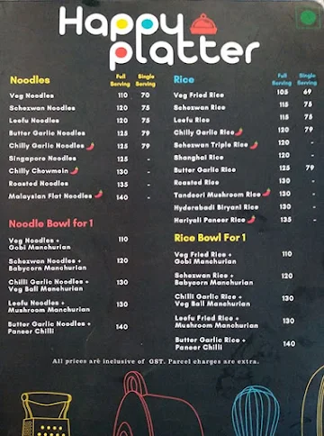 Happy Platter menu 