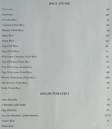 Delhi Mess & Paratha Centre menu 