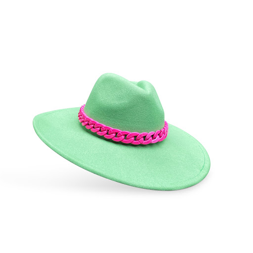 Green Pink Chain Link Fedora Hat