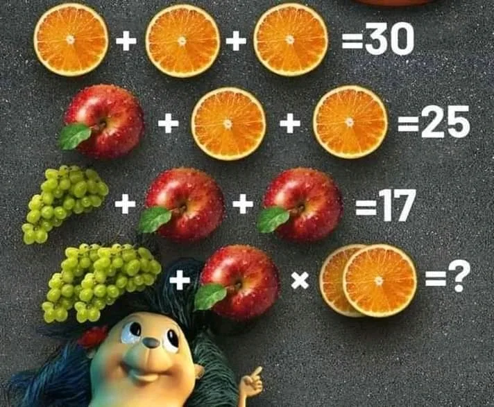 Answer: Orange slice apple grape math puzzle