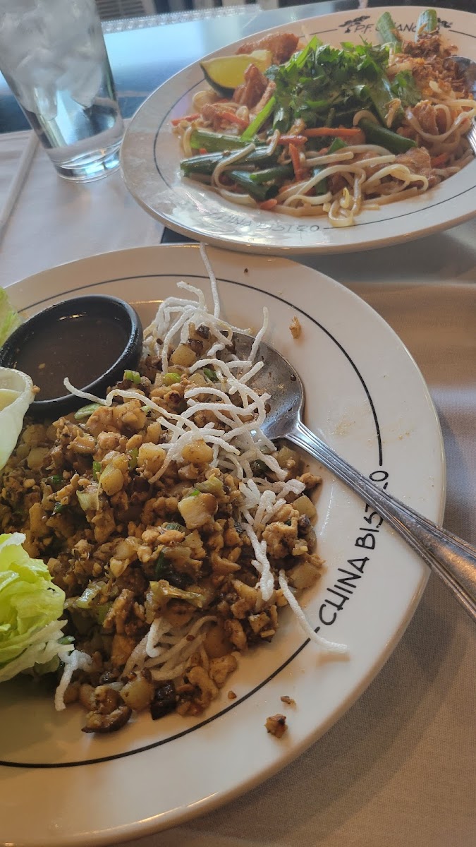 Chicken pad thai and chicken lettuce wraps