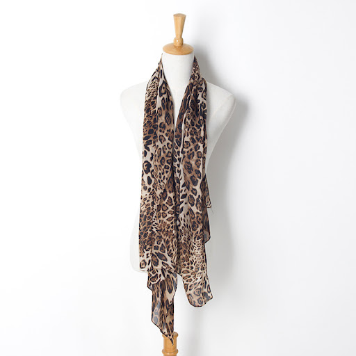 Title 4, Lenço de Chiffon com Estampa de Leopardo Outono...