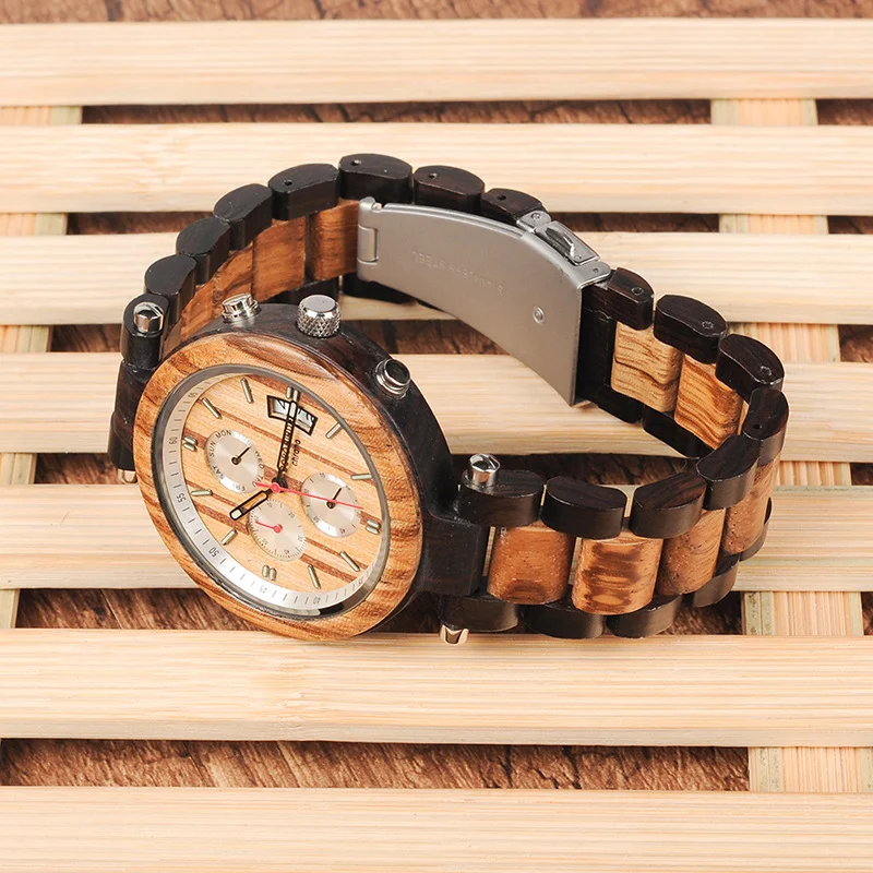 Heren Houten Grain Fashion Business Casual Horloge Stijlvolle Tijdloze Uurwerk voor de Moderne Man. Geschikt voor Zowel Zakelijke als Casual Gelegenheden.