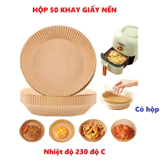 Set 50 Khay Giấy Nến Vàng Thấm Dầu Lót Nồi Chiên