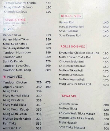 Dhaba Branded menu 