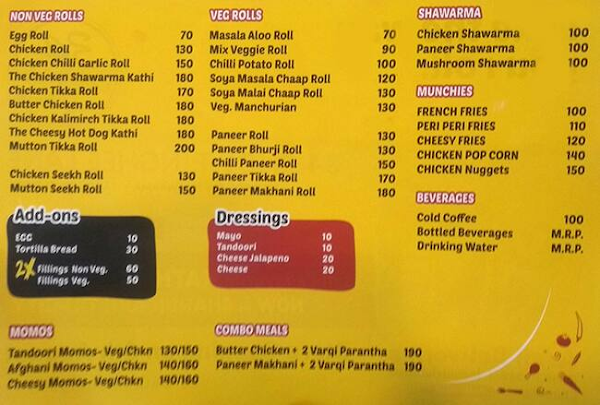 34 Chowringhee Lane menu 