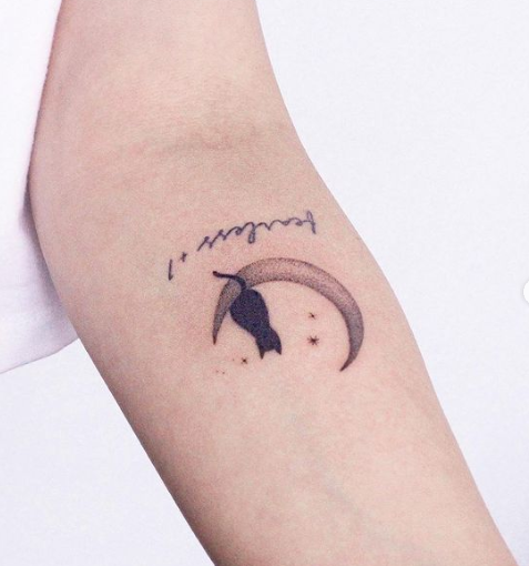 Mini Tattoo Of Moon And Stars