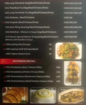 Tenzin Kitchen menu 