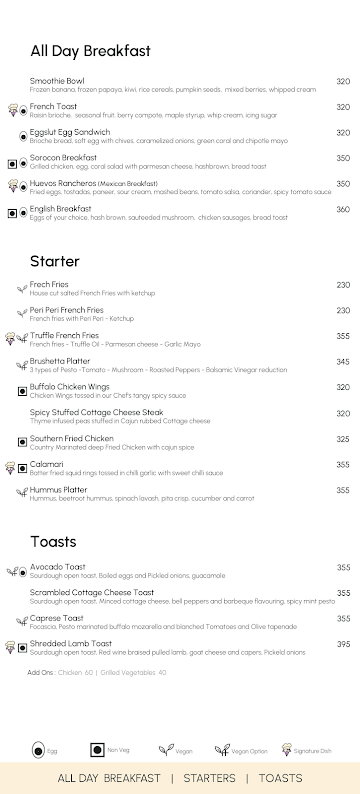 Soroco House menu 