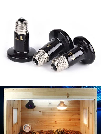 Pet Brooder Reptile Heat Lamp Black Infrared Ceramic Emitter Heat Light Bulb 220-240V Touch Lamp For Chameleon Cage Snak