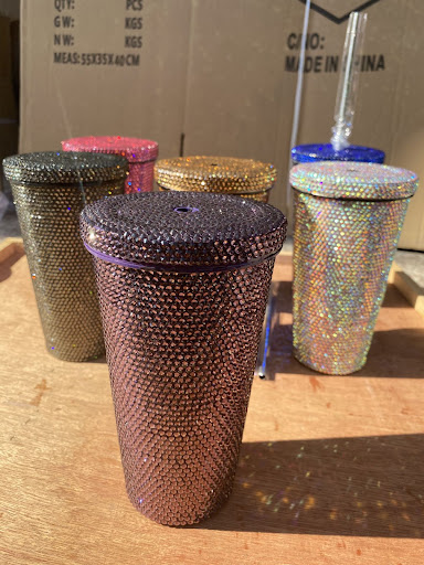 Title 1, Diamond-Studded Vacuum Flask with Double Straw ...