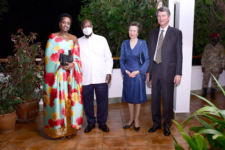 Princess Royal with husband Sir Timothy Laurence, hosting President Museveni for dinner at the British High Commissioner’s residence in Kampala