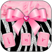 Pink Feathers Keyboard with Glitter Stripes Theme  Icon