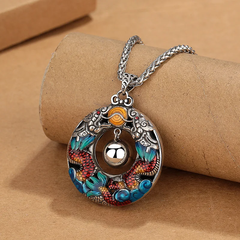 Title 1, Collar con doble dragón estilo étnico vintage c...