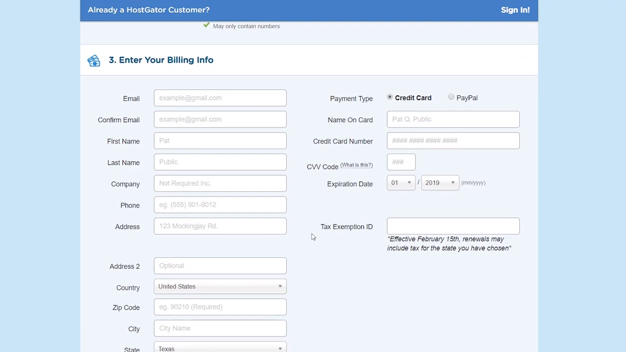 wordpress basics hosting billing info