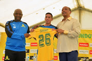 Mamelodi Sundowns new player Gaston Sirino with Patrice Motsepe and Pitso Mosimane during the Mamelodi Sundowns press conference at Chloorkop on January 17, 2018 in Pretoria.