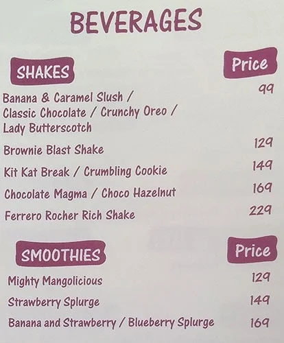 Bakefa Bakery menu 