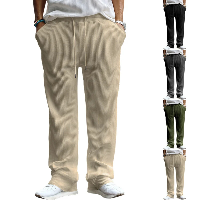 Pantalones Rectos de Hombre Casuales a Rayas de Cintura Alta y Sueltos Cómodos y Versátiles para un Look Moderno y Relajado Perfectos para el Uso Diario.